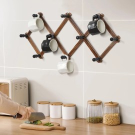 Wgfkvas 2 Pack Expandable Coat Rack, Accordion Wall Hangers, Wooden Hat Rack Wall Mou...