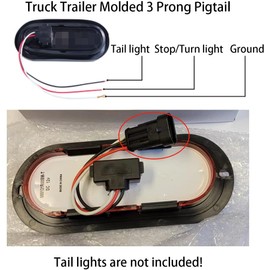 3 Wire Plug Truck Trailer Light Plug Molded 3 Prong Pigtail Harness for Stop Turn Tail Sealed Round Oval Light Brake Backup Light, Pack of 4