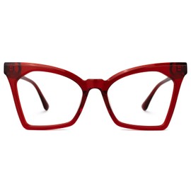 Zeelool Vintage Cat Eye Glasses Frame for Women with Non-prescription Clear Lens Zandile ZJGA659163-01 Red