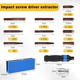 12PCS Impact Screwdriver Set, Professional 1/2" Hand Impact Wrench, S2 Alloy Steel Bits,PH/SL/Tap Bits Included - Ideal for Auto Repair, Machinery & DIY