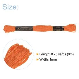 sourcing map 12 Skeins Embroidery Floss 8m Each Egyptian Long Fiber Cotton Cross Stitch Thread 26S/2x6 for Embroidery Projects Bracelet, Orange