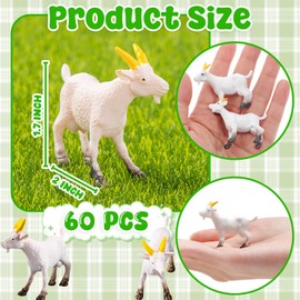Pamonrueer 60 Pcs Miniature Goat Figurines Mini Resin Lamb Miniature Lamb Plastic Farm Animal Model for Succulent Planter Moss Landscape DIY Terrarium Fairy Garden