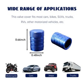 povtii 4 PCS Car Tire Valve Stem Caps, Aluminum Anti Corrosion Tire Air Caps with with Plastic Seal, Universal Leakproof Tyre Stem Cover, Car Accessories for Truck Bike Motorcycle (Blue)