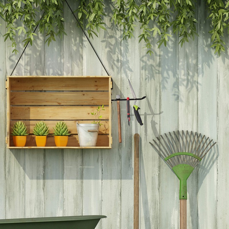 Relaxdays 2 x Tool Holder Wall Mount, Double Hook, Broom