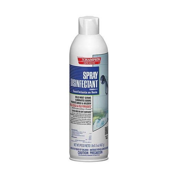 Disinfectant Spray Hospital-Type, Deodorizer, Prevents Mold and Mildew, Champion Sprayon, 16.5 oz. Can, Box of 3