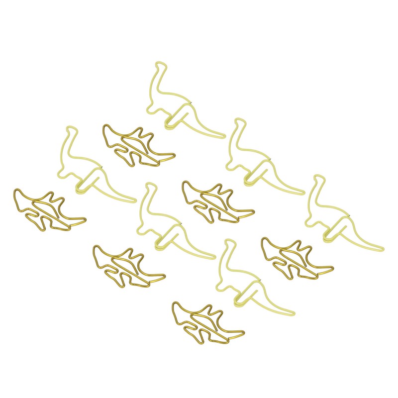 100pcs Shaped Paper Clips Pterosauria Yellow Dinosaur Shape Metal Portable