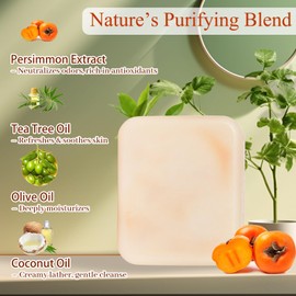 URZTUL Persimmon Soap for Old People Smell, 3 PCS Organic Deodorant Bath Bar Body Odor Cleanser, Exfoliating, Moisturizing Natural Vegan Formula for Smooth Skin, Plant-Based Ingredients