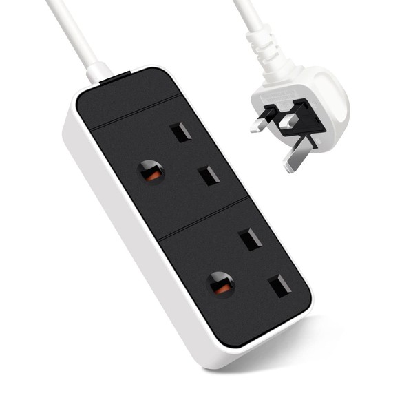 EXTRASTAR 2 Way Extension Lead in Black and White, 1M
