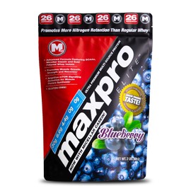 Max Muscle Maxpro Elite Whey Protein Powder | 30g Protein | 0g Sugar | 6.6g BCAAs | Micellar Casein Cold Filtered Whey Isolate Protein | Promotes Muscle Growth & Recovery (Blueberry, 2lb)