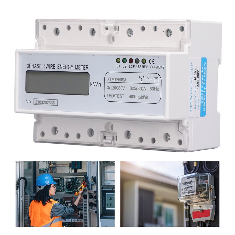 7 Digit LCD Electric Energy Meter 35mm DIN Rail Mounting