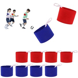 TIANLIN Children's Captain's Armband Pack of 10 Captain's Armband Football, Adjustable Team Bands, Wristbands for Team with Hanging Strap, Red and Blue, Suitable for Running, Football, Tennis