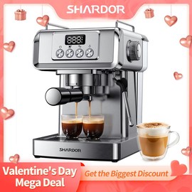 SHARDOR Espresso Machine, 20 bar Expresso Coffee Machines with Milk Frother Steam Wand, Latte & Cappuccino Coffee Maker for Home, 1350W