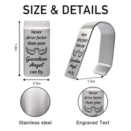 LAGZDFC Never Drive Faster Than Your Guradian Angel Visor Clip for Cars, New Driver Car Visor Clips Gifts for Women Girls, Traveling Wishes for Self-Driving Lover, Drive Safe Inspirational Gifts
