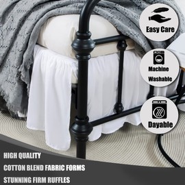 TSUTOMI Bed Skirt Full Size Ruffled Bed Skirt with Split Corners, 14 Inch Drop Dust Ruffle Bed Skirts with Platform, Gathered Style, 100% Microfiber, White