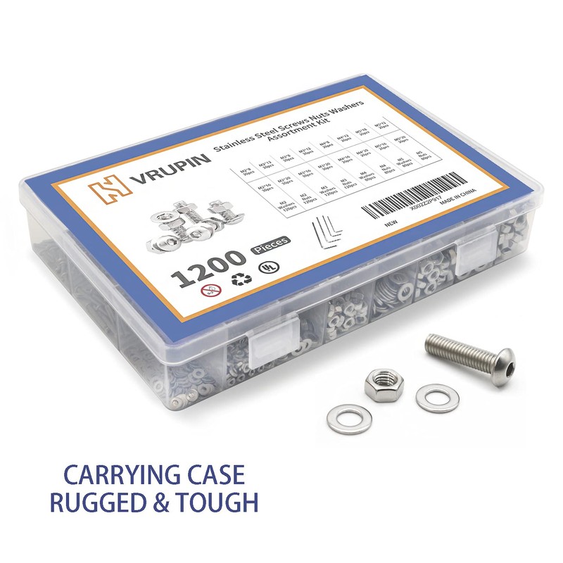 1200 PCS Nuts and Bolts Assortment Kit, Metric M2 M3