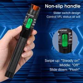 Duogalia 3PC Visual Fault Locator, 30KM VFL Fiber Optic Tester Kit Including Fiber Optic Cable Tester with Single Mode 9/125um FC Male to LC Female Adapter(Green)