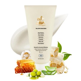 Organic Beef Tallow Sunscreen - Beef Tallow Sun Ceam SPF 30 - Non Nano Zinc Oxide Sunscreen - Natural Sun Cream for Face & Body - Factor 30 Suncream for All Skin Types & Lightweight& Non Greasy (85g)