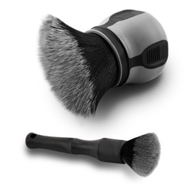 ENNSOO Car Interior Detailing Brush, 2 Pcs Car Wash Brush with Soft Bristle Cleaning Tool, Dusting and Interior Cleaning, Ergonomic Handle, Auto Accessories for Air Vents, Dashboard, Seats - Gray