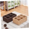 WOONEKY Compartment Woven Basket Organizer Versatile Storage for Cosmetics Remote
