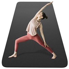 FrenzyBird 6’x4’ Large Yoga Mat ¼” Extra Thick Exercise Mat with 2 Bundling Ribbons Eco Friendly TPE Fitness for Women & Men, Yoga, Pilates, Gym and Floor Workouts