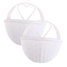 FUNOMOCYA 2pcs Wall-Mounted Flower Baskets Simulated Rattan Decor for Faux Plants Lightweight and Hanging Wall Flower Holder for Beautiful Decoration