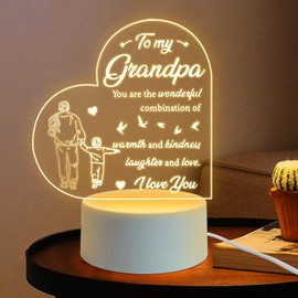 Lerelin Acrylic Night Light Gifts, Thank Gift for Grandpa Engraved Night Light, Suitable for Christmas, Thanksgiving, Birthday, Retirement Gifts(Warm Light)