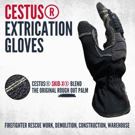Cestus 4021, Extrication Gloves with Coarse Rough Out Palm, Firefighter Rescue Gloves (Black, Small)
