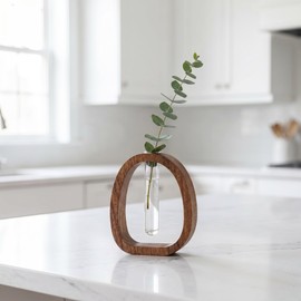 Wooden Frame Glass Test Tube Vase,Hydroponic Propagation Station