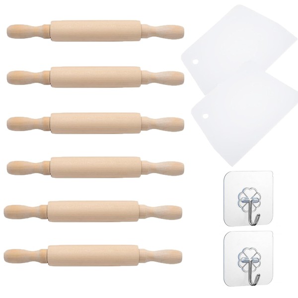 10Pcs Set Wooden Rolling Pin, Small Rolling Pin for Baking