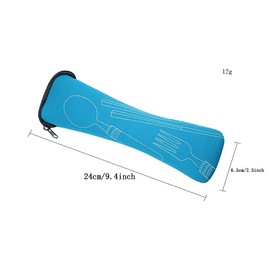 Mnsconkl Cutlery Bag, Cutlery Bag for On the Go Pack of 2 Portable Neoprene Cutlery Bags Empty with Zip Cutlery Camping Tableware Washable School Picnic Cutlery to Go Orange Light Blue