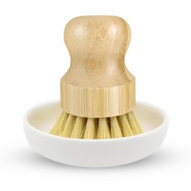 Sarencio Dishwashing Brush with Saucer, Bamboo Dish Brush, Ideal for Pans, Pots, Plates and Much More