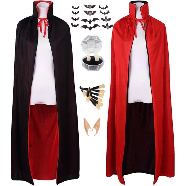 Keyduacu Best Halloween vampire costume set includes a reversible standup