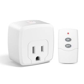 HBN HBN Remote Control Outlet with 100FT RF Signal, Wireless On Off Switch Plug for Household Appliances, Battery Included, 15A/1875W(1 Outlet + 1Remote)