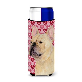 Caroline's Treasures SS4485MUK French Bulldog Hearts Love and Valentine's Day Portrait Michelob Ultra Koozies for Slim cans, Slim Can, Multicolor