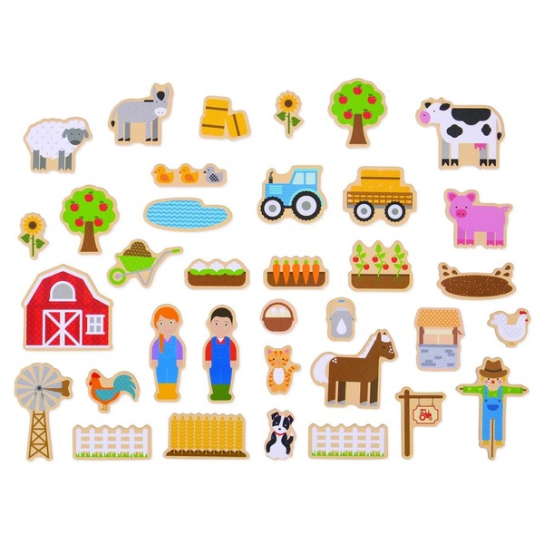 Bigjigs Toys Wooden Farm Magnets - 35 Magnets