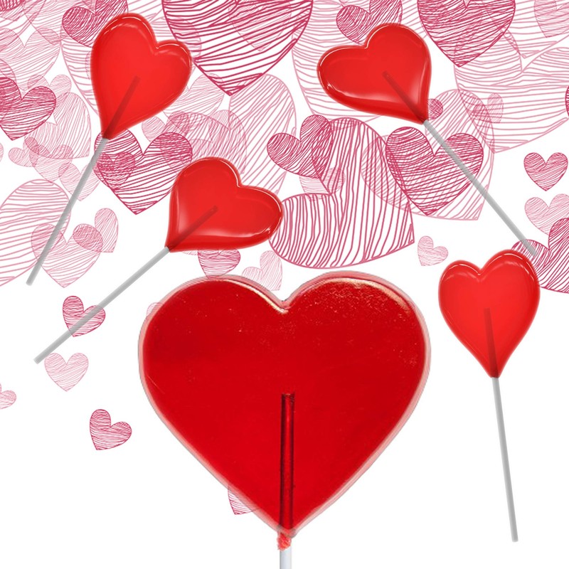 Valentines Day Lollipops Red Double Heart Shaped Cherry Flavored, Kosher
