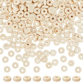 OLYCRAFT 1000 Pieces 8 mm Wooden Flat Spacer Beads Unfinished Flat Wood Loose Beads Wood Coin Spacer Beads for DIY Bracelet Necklace Earring Craft Supplies (Bore: 2.5 mm)