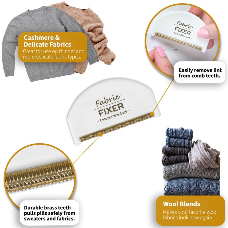 Cashmere Sweater Comb for Pills and Fuzz with Brass Teeth