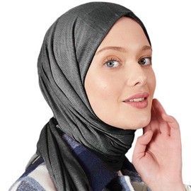 Premium Jersey Head Scarf Wrap Instant Hijab For Women | Women Muslim Instant Hijab | Ready Pre sewn Jersey Turban (Anthracite)