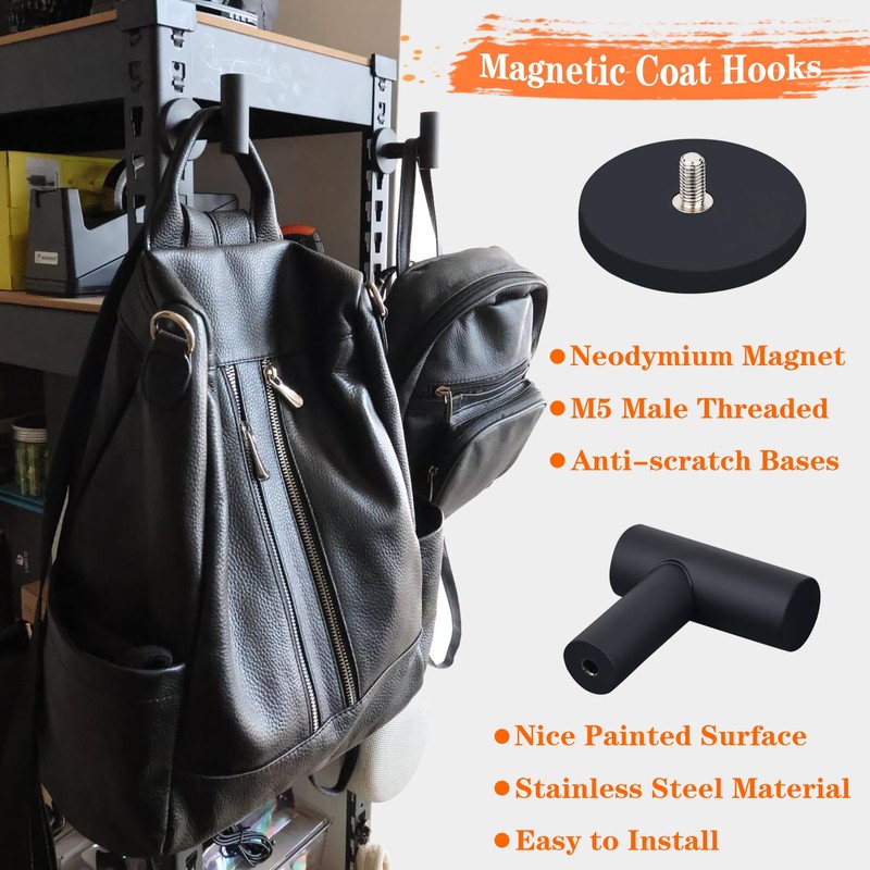 ULIBERMAGNET Magnetic Hooks Heavy Duty,Strong Magnetic Coat Hooks for Hanging,Anti-Slip