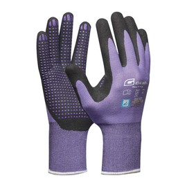 Gebol Multi Flex Lady Work Gloves with Nitrile Coating and Nubs, Dermatologically Tested Nitrile Gloves, Gardening Gloves with Grip for Women, Size S (Size 7), Purple, 1 Pair
