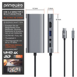 CSL - USB C HUB, Docking Station, 5-in-1 USB C Adapter with 4K HDMI, VGA, USB Type A Port, Type C PD, 3.5 mm AUX, Compatible with MacBook Pro/Air and Other Type C Devices