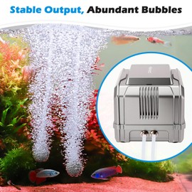 hygger 8W Aquarium Air Pump: Powerful Adjustable Fish Tank Air Pump, Dual Outlets Oxygen Aerator, Oxygen Pump for Up to 200 Gallons Aquariums, for Freshwater, Saltwater, Hydroponics
