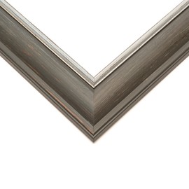 Poster Palooza 24x8 Frame Tarnished Silver Solid Wood Picture Frame | 1.75 Inch Moulding Width | Austin Brown Frame Complete with UV Acrylic Plexiglass, Foam Board Backing & Hanging Hardware