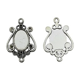 Carytalee 30PC Antique Silver Charms Oval Bezel Pendants Trays Blank Cabochons Base Cameo Setting Alloy Pendants for Jewelry Making DIY Craft 30 x 20mm