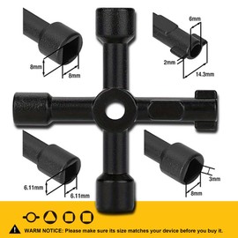 Hanpex 4 in 1 Meter Box Key Gas Key Utility Key, for mail box, elevator, electrical cupboard box, train door, water meter valve, 2-Pack