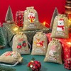 72Pcs Christmas Burlap Gift Bags with Drawstring Christmas Linen Treat