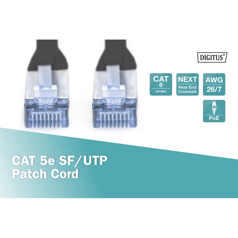 Digitus DK-1531-010/BL Cable P SF/UTP CAT5e 1m black polybag