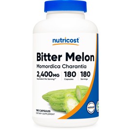 Nutricost Bitter Melon 600mg (2,400mg Equivalent), 180 Capsules - Gluten Free, Non-GMO