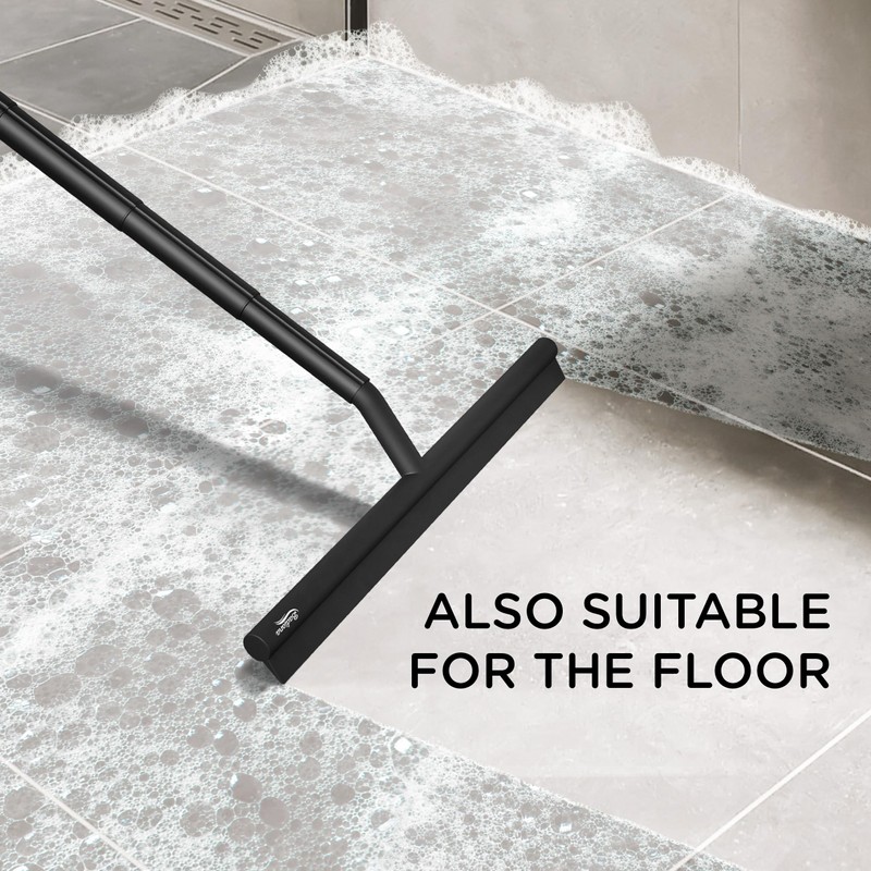 BADIONA Telescopic Shower Squeegee Black - With Suction Hook &